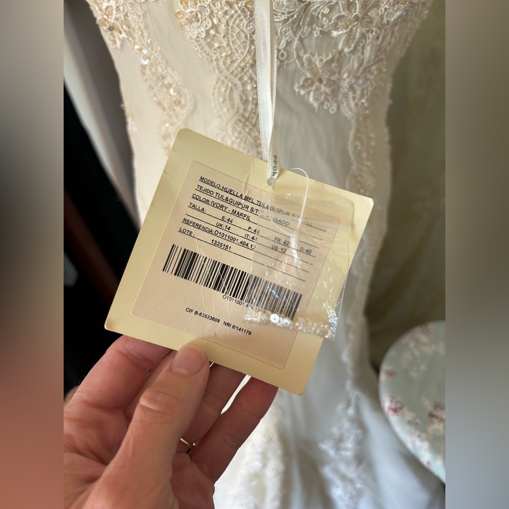Pronovias Barcelona Huella Vintage Inspired Lace Wedding Gown - Picture 14 of 15